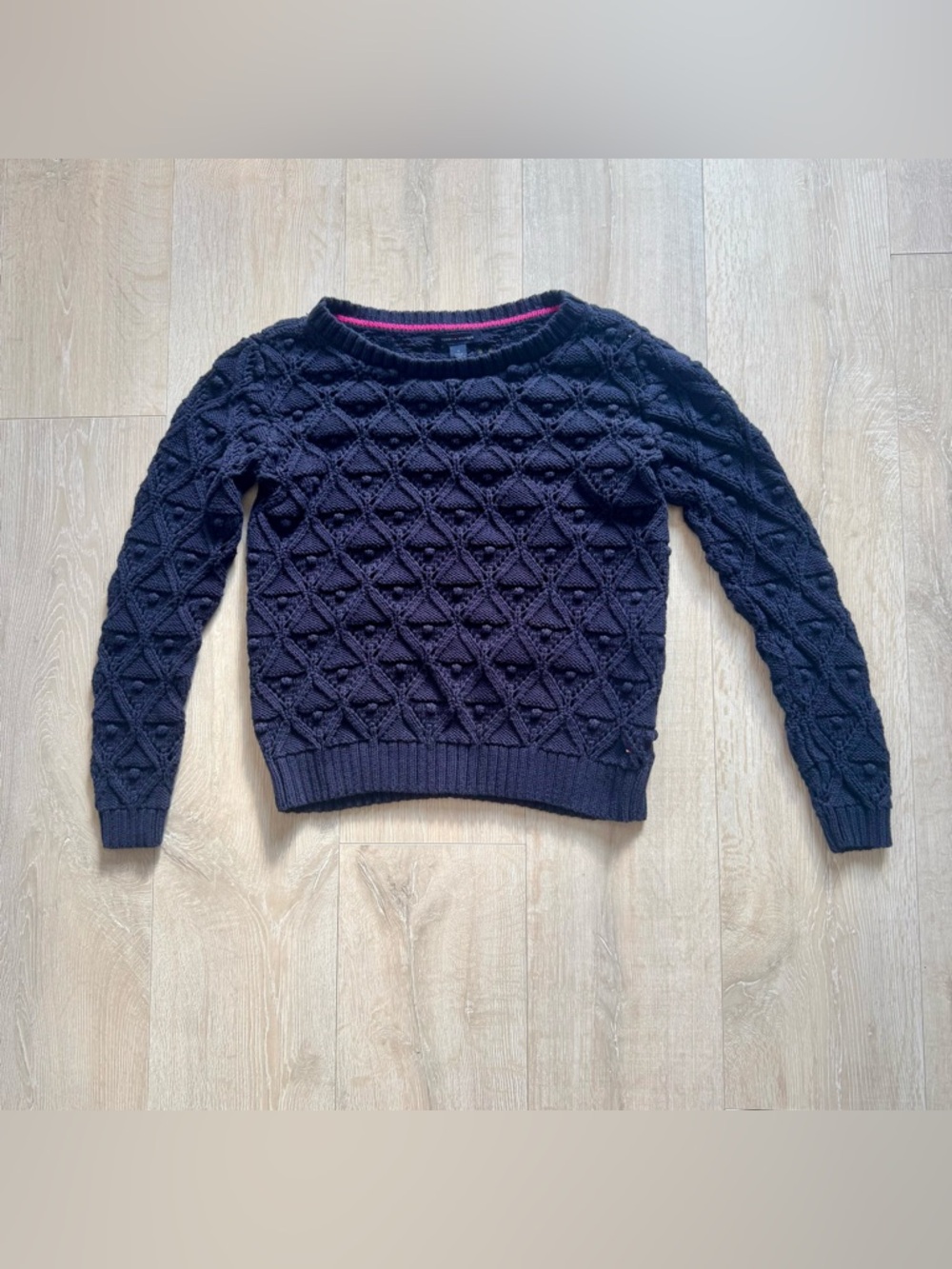 Tommy Hilfiger Navy Textured Cable Crewneck Sweater